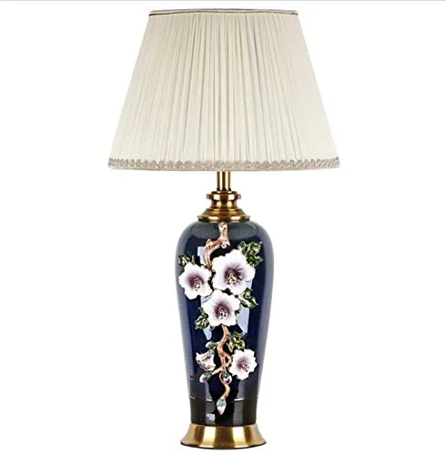 Desk Lamp,European Style Light Luxury Enamel Ceramic Table Lamp Black,American New Chinese Style Marble Living Room Bedroom Study Decoration Bedside Lamp steampunk buy now online