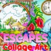 ESCAPES Collage Art Coloring Book: Amazing Coloring Pages Features Antistress Illustrations On Black Background For All Ages Relaxation And Stress Relief steampunk buy now online