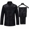 Kung Fu Suit Sets Mens Chinese Tang Suit Hanfu Martial Arts Clothes Shirt Traditional Wing Chun Taichi Uniform Tops Bottoms (EU M (Asia Size XL), Black) steampunk buy now online