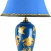 Exquisite Works, Golden Printing Blue Ceramic Large Table Lamp, Bedroom Bedside Lamp, Home Room Desktop Decoration, for Living Room, Corridor, Lounge steampunk buy now online