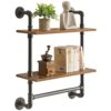YMYNY 2-Tier Industrial Pipe Wall Mount Shelves, Rustic Storage Shelves, Floating Shelves, Wall Mount Bookshelf, Kitchen Spice Rack, for Bedroom, Kitchen, Living Room, Bathroom HRF-TM014 steampunk buy now online