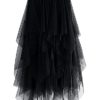 YILEEGOO Women's Tulle Skirt High Waist Tiered Layered Mesh Ballet Prom Party Tulle Tutu A-line Midi Skirt (Black, ONE Size) steampunk buy now online