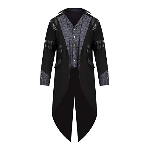 Spooktacular Creations Gothic Steampunk Vintage Tailcoat Victorian Adventurer Halloween Costume for Men - Black - Medium steampunk buy now online