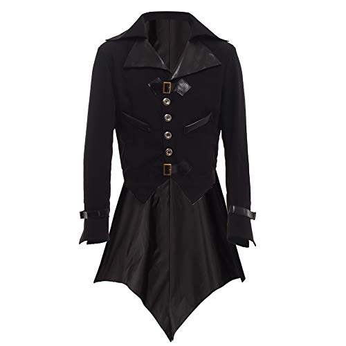 BLESSUME Gothic Victorian Tailcoat Steampunk VTG Coat Jacket Halloween Cosplay Costume (2XL, Black) steampunk buy now online