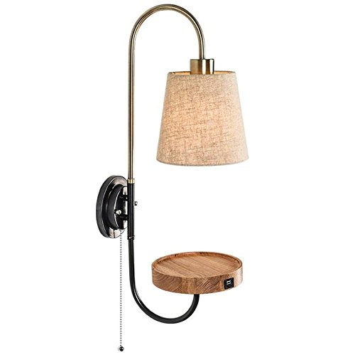 Wall Light with Switch Modern Bedside Minimalist Wood Wall Lamp Receptacle Panel Design with USB Charging Interface for Bedroom Living Room Aisle(Wood Color) steampunk buy now online