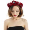Gothic Red Rose Crown Halloween Tiara Headband Bridal Flower Hair Wreath Garland Wedding Headpiece Floral Head Accessories Headdress for Women Girls Party Bride Photography Props steampunk buy now online