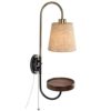 Wall lamp with Switch Modern Bedside Simple Wooden Wall lamp with USB Charging Interface Bedroom Living Room Aisle (Black Walnut) Socket Panel Design, steampunk buy now online
