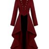 Vintage Steampunk Jacket Halloween Costumes for Women, Female Medieval Gothic Renaissance Clothes LadiesTailcoat Irregular Hem Outfits, Adult Retro Victorian Pirate Vampire Cosplay Uniform (Red, S) steampunk buy now online