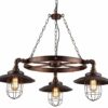 3 Lamp Chandelier Attic Bar Chandelier Iron Round Cage Water Pipe Chandelier Steampunk Bright Chandelier Living Room Dining Room Bedroom Study Ceiling Chandelier Easy to Install steampunk buy now online