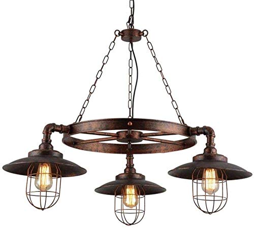 3 Lamp Chandelier Attic Bar Chandelier Iron Round Cage Water Pipe Chandelier Steampunk Bright Chandelier Living Room Dining Room Bedroom Study Ceiling Chandelier Easy to Install steampunk buy now online