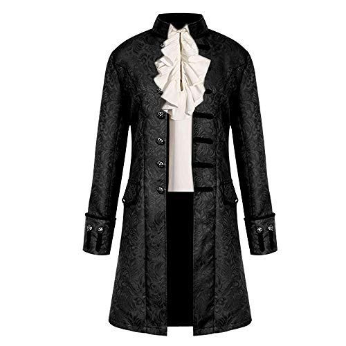 VERNASSA Steampunk Victorian Pirate Gothic Cosplay Mens Costume Coat Jacquard Jacket Medieval Halloween Costume Coat, S-4XL Black steampunk buy now online