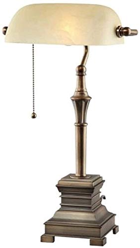 Banker Lamp White Lampshade Office Study Bedside Lamp Pull Switch Metal Desk Lamp steampunk buy now online