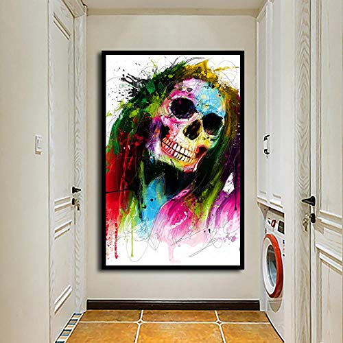 ZXYFBH Canvas Prints Patrice Colorful Skeleton Canvas Painting Steampunk Cuadros Decoracion Salon Teenager Kitchen Posters Horror Kitchen 50X70cmnoframe steampunk buy now online