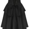 SCARLET DARKNESS A-Line Midi Skirt Renaissance Dual-Layer Women Ruffle Skirt High Waist XL Black 264A22-2 steampunk buy now online