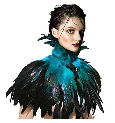 KELAND Gothic feather shrug shawl collar necklace Halloween costume epaulettes (Z-Acid Blue) steampunk buy now online