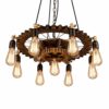 Bkrred Vintage Industrial Wind Wrought Iron Chandelier Steampunk Ceiling Pendant Lamp Country Rustic Style Hanging Lighting Fixture 9 Light Retro Water Pipe Pendant Light steampunk buy now online