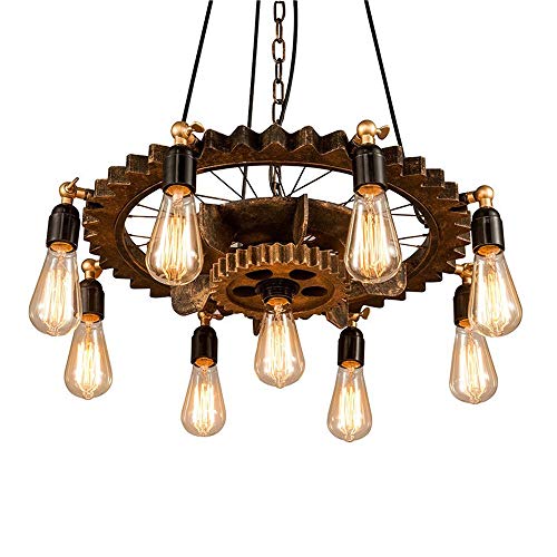 Bkrred Vintage Industrial Wind Wrought Iron Chandelier Steampunk Ceiling Pendant Lamp Country Rustic Style Hanging Lighting Fixture 9 Light Retro Water Pipe Pendant Light steampunk buy now online