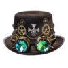 Unisex Victorian Steampunk Top Hat with Goggles and Gears for Men Women Carnival Halloween Cosplay Headwear Accessory (Head circumference: about 58cm/22.8", Brown-1) (61cm/24.02 Inches, black) steampunk buy now online