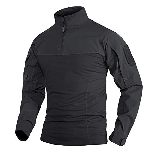 TACVASEN Military Shirt Mens Tactical T Shirt Casual Outdoor Combat Army T-Shirt Long Sleeve Top Black with Zip Pockets steampunk buy now online