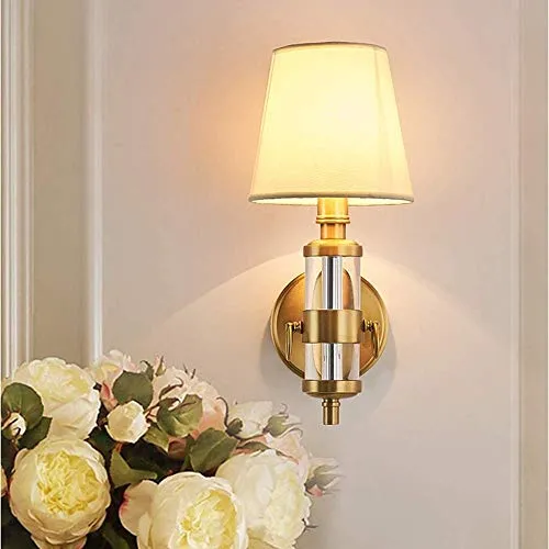 GLXLSBZ Wall Light European Retro Simple Fabric Crystal Copper Wall Lamp 15 * 36cm Gold Warm Light Hotel Living Room Bedroom Bedside(Home Lighting) steampunk buy now online