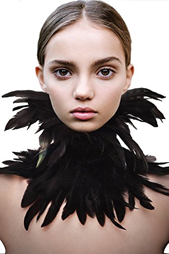 TOOKY Gothic Victorian Natural Feather Choker Neck Wrap Collar Halloween (Black) steampunk buy now online