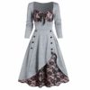 Women Dresses Promotion Sale Clearance Ladies Oversize Party Dress Flower Lace Insert Mock Button Bowknot Vintage Dress Plus Size Dress Party Elegant Dress Vintage Dress UK Size S - XXXXL steampunk buy now online