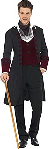 Fever Adult men's Gothic Vamp Costume, Coat, Mock Waistcoat and Cravat, Halloween, Size L, 21323 steampunk buy now online