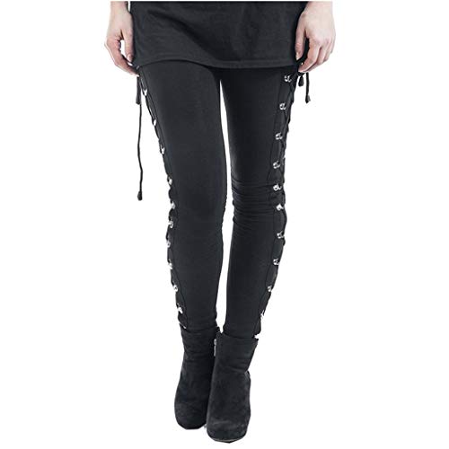 Janly Clearance Sale Women's Pants, Women Gothic Lady Side Lace Up Leggings Black Skinny Pans Trousers, for Winter & Christmas (Black-XL) steampunk buy now online