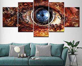 JFASJ 5 piece Modern Home Decor wall art picture for living room Steampunk Abstract Eyes Poster canvas Print painting on canvas Artwork (Unframed) steampunk buy now online