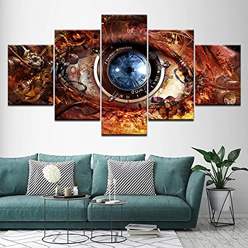 JFASJ 5 piece Modern Home Decor wall art picture for living room Steampunk Abstract Eyes Poster canvas Print painting on canvas Artwork (Unframed) steampunk buy now online
