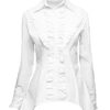 Bslingerie Women Ruffle Victorian Long Sleeve Medieval Steampunk Shirt Blouse (M, White) steampunk buy now online