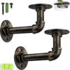 Pipe Shelf Brackets, eSynic 2Pcs Pipe Shelf Brackets Tube Rack Industrial Pipe Brackets for Book Shelf Floating Shelves Scaffold Board (15 * 8cm) with a Mini Bubble Spirit Level steampunk buy now online