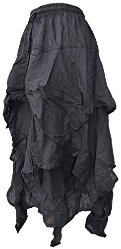 Gheri 3 Layer Asymmetrical Hem Elastic Waist Stonewashed Skirt B steampunk buy now online