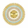Spacmirrors 70CM Round Wrought Iron Clock 3D Golden Digital Decorative Wall Clock Leaf Shape with Rhinestone Inlay Luxury Home Decoration Wall Hanging steampunk buy now online