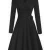 50s Vintage A-line Christmas Casual Wedding Guest Dress Plus Size Swing Dinner Dance Midi Plus Size Funeral Dress Black XL steampunk buy now online