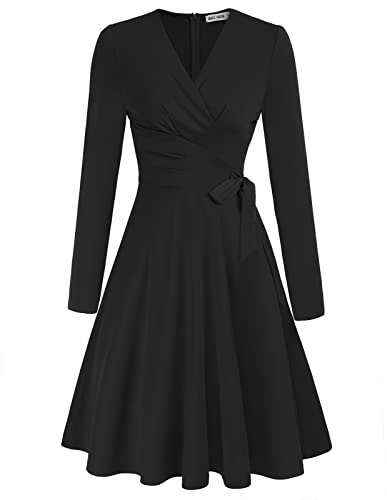 50s Vintage A-line Christmas Casual Wedding Guest Dress Plus Size Swing Dinner Dance Midi Plus Size Funeral Dress Black XL steampunk buy now online