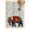 HSFFBHFBH Wall Art Canvas Painting Steampunk Elephant Dictionary Art Posters And Prints Hot Air Balloon Home Decoration Picture 30x40cm(11.8"x15.7") No Frame steampunk buy now online