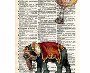 HSFFBHFBH Wall Art Canvas Painting Steampunk Elephant Dictionary Art Posters And Prints Hot Air Balloon Home Decoration Picture 30x40cm(11.8"x15.7") No Frame steampunk buy now online