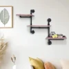 Industrial Pipe Shelving 3 Tiers Rustic Wood Shelf Wall Mounted DIY Storage Shelving Metal Corner Hung Bracket Shelving Floating Shelves Farmhouse Kitchen Bar Shelving, Rustic Brown steampunk buy now online
