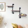 Industrial Pipe Shelving 3 Tiers Rustic Wood Shelf Wall Mounted DIY Storage Shelving Metal Corner Hung Bracket Shelving Floating Shelves Farmhouse Kitchen Bar Shelving, Rustic Brown steampunk buy now online