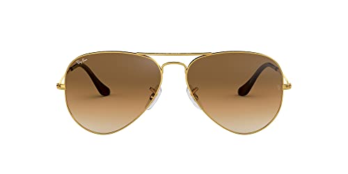 Ray-Ban Unisex Aviator Sunglasses, Gold, 55 mm UK steampunk buy now online
