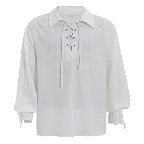 Men Long Sleeve Shirt Medieval Renaissance Viking Pirate Shirt Tops Costume Poets Shirt Medieval Pirate Tops Blouse Men's Renaissance Steampunk Victorian Long Sleeve Jabot Collar Shirt Tops steampunk buy now online
