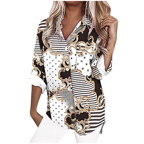 AMhomely Women Shirts and Blouses Sale,Ladies Printed Long Sleeve Slimming Cardigan Chain Decor Zipper Cutout Tops Pullover Tops Office UK Size Shipping 5-7 Days Gray steampunk buy now online