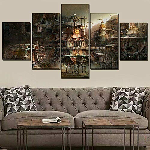 yuanjun 5 Piece Canvas Painting Modern Wall Sticker Removable Paintings For Living Room Print Abstract Poster 3D Wall Art Pictures Steampunk Construction City steampunk buy now online
