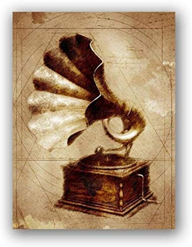 VGSD Gramophone Vintage Prints, Antique Gramophone Industrial Wall Art Canvas Painting Steampunk Poster, Wall Decor 60X80Cm No Frame steampunk buy now online