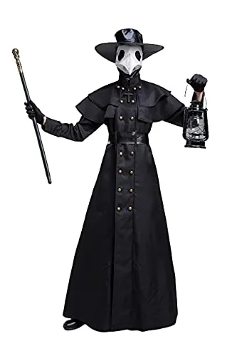 Hcxbb-1 Men's Medieval Steampunk Plague Doctor cosplay costume long beak mask party halloween funny costume supplies (Color : Noir, Size : S) steampunk buy now online
