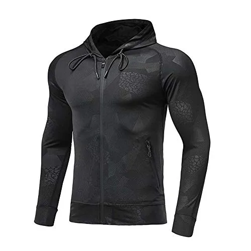 Mens Hoodies Zip Up Running Jacket Hooded Breathable Tracksuit Top Lightweight Sweatshirt Comfy Gym Clothes for Jogging Work Out Black M steampunk buy now online