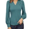 GRACE KARIN Plus Size Tops for Women 22-24 V Neck Tops Long Sleeve Elegant Blouse Tunic Tops Cocktail Bondi Blue M steampunk buy now online