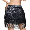 beifon Sequin Tassel Fringe Skirt Rave Festival Clothes Outfits Belly Dance Costume Mini Wrap Skirt (Black) steampunk buy now online beifon Sequin Tassel Fringe Skirt Rave Festival Clothes Outfits Belly Dance Costume Mini Wrap Skirt (Black) steampunk buy now online