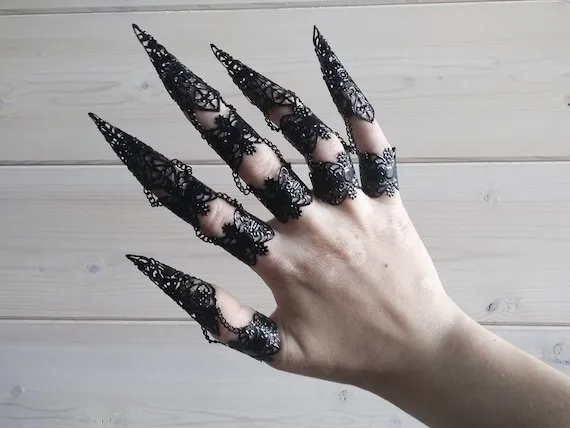 Black Finger Claw Rings "Sylva" - Gothic Nail Jewelry, Vampire Jewelry, Valentine's Gift, Goth Valentine by MyrilJewels steampunk buy now online